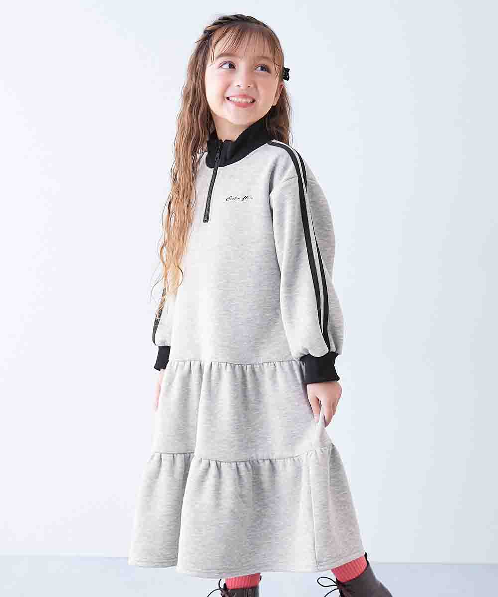 マルシィ ビックシルエット 裏起毛ハーフジップ Lサイズ サイドライン ハーフジップ 裏起毛ワンピース | 子供服の通販